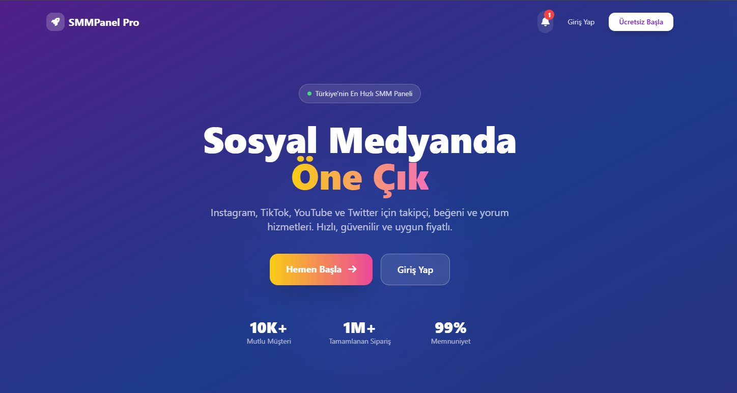 Profesyonel SMM Panel & Otomatik Sosyal Medya Hizmetler